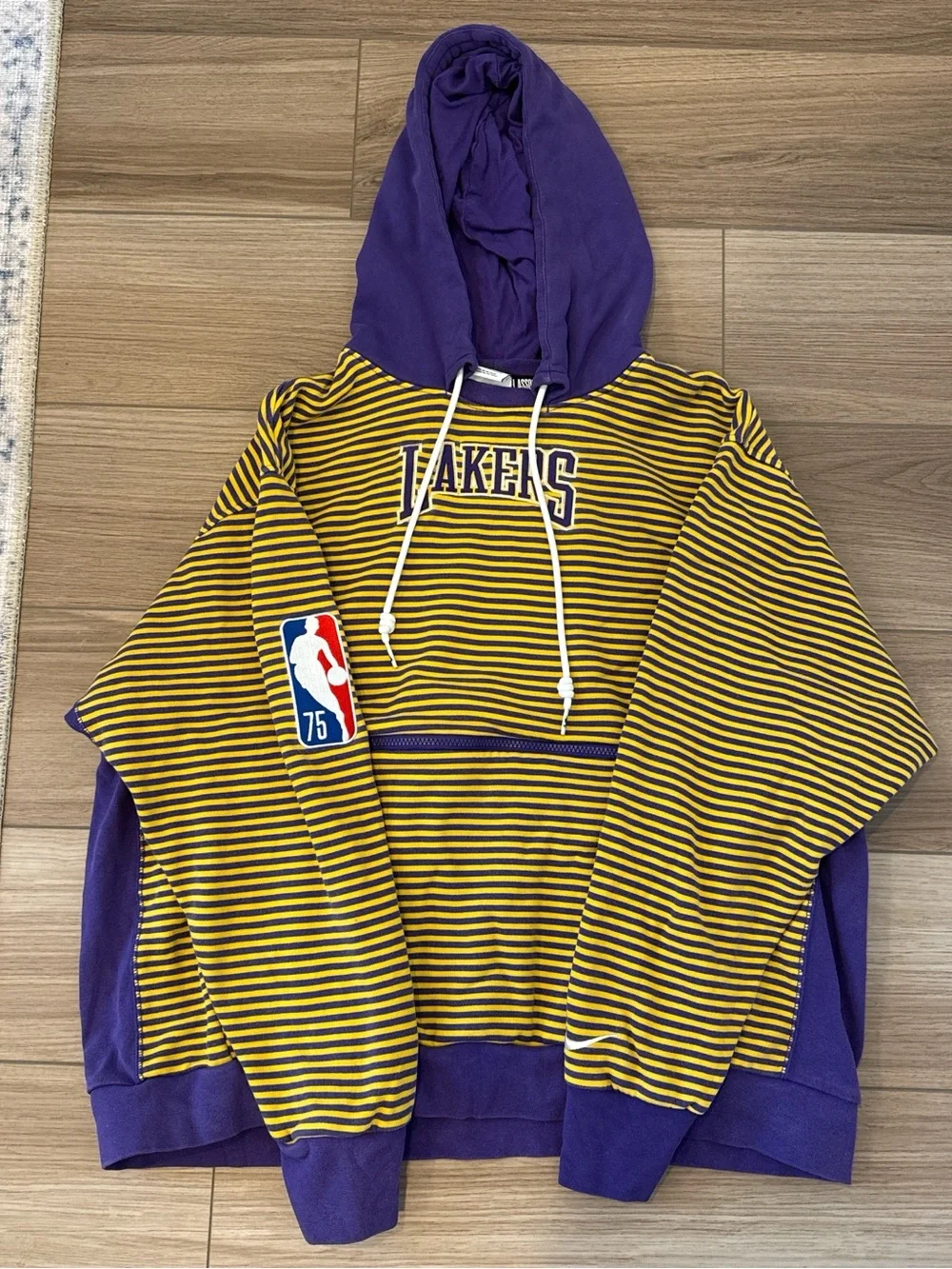 Nike Purple & Gold Striped Lakers Hoodie